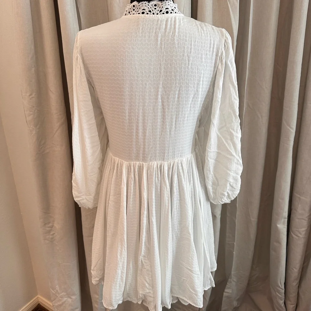 Vici White Eyelet Lace Long Sleeve Mini Dress - Picture 3 of 4